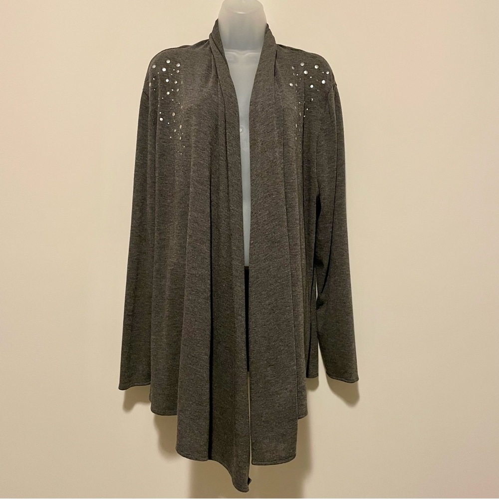 Falls Creek Charcoal Cardigan with Stud Accents | Size XL